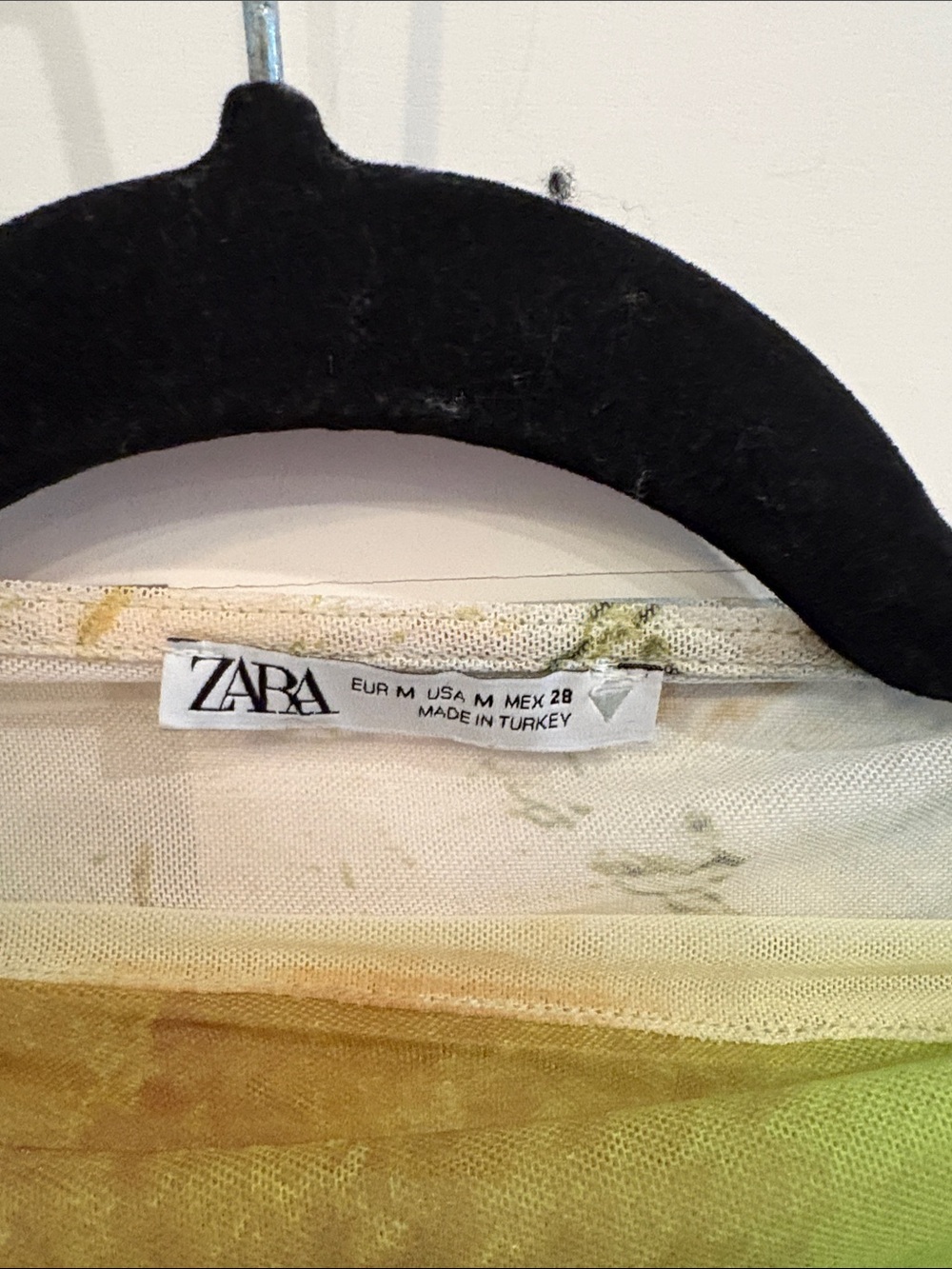 Zara Yellow-Green Sheer Abstract Draped Top - Picture 2 of 3